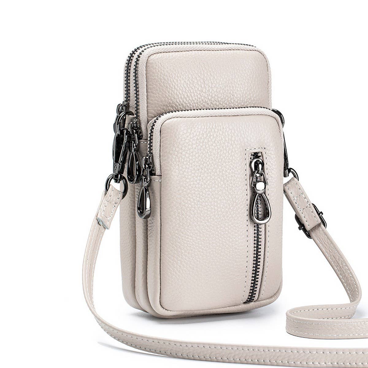 STYLISH LEATHER MULTI ZIP HANDBAG_CUAB00371