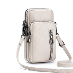 STYLISH LEATHER MULTI ZIP HANDBAG_CUAB00371