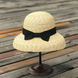 SUMMER BOW LAMPSHADE STRAW HAT FOR WOMEN_CWAH3566