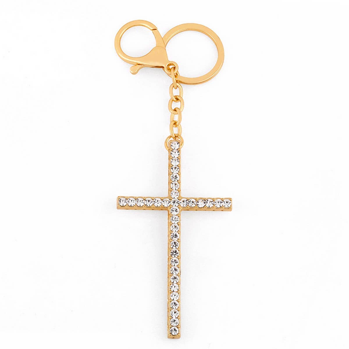 SHINY RHINESTONE CROSS KEYCHAIN PENDANT_CWAJE0965