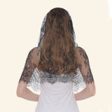 BLACK AND WHITE LACE EYELASH BREATHABLE VEIL_CWMM1986