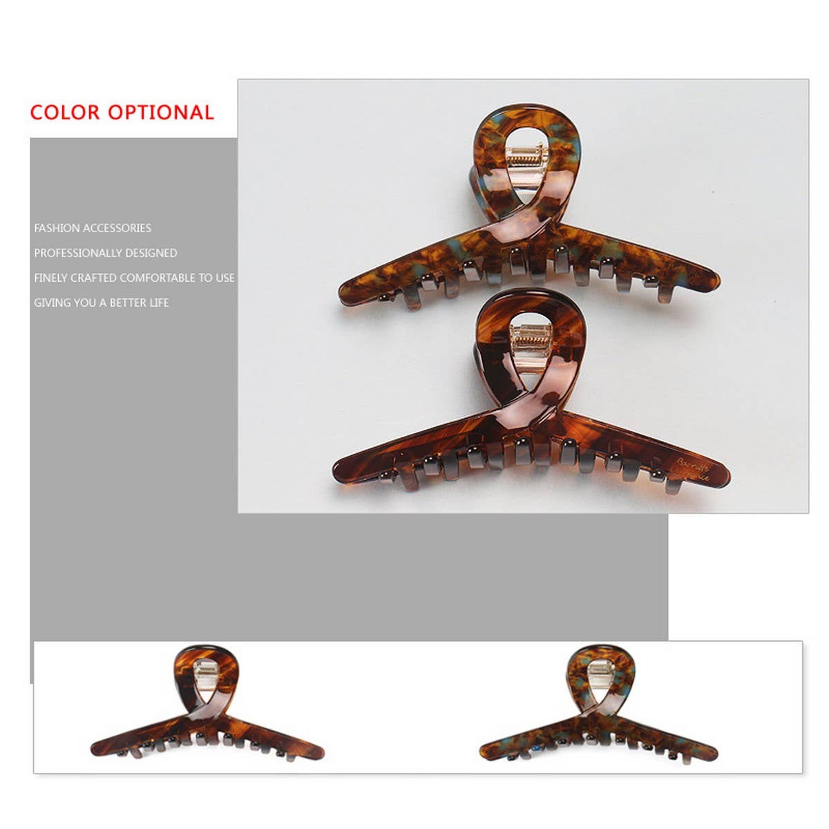 ACETATE HAIR CLIP SHARK CLIP HALF CLAW CLIP_CWAHA4260