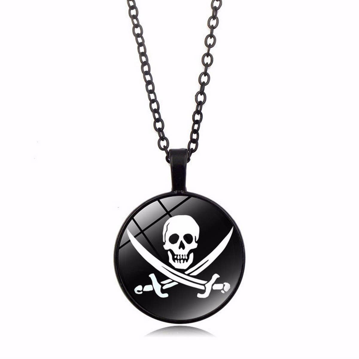 PIRATE SKULL ALLOY GLASS NECKLACE_CWAJE0707