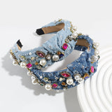 KNOTTED DENIM HEADBAND WITH COLORFUL RHINESTONES_CWAHA2292