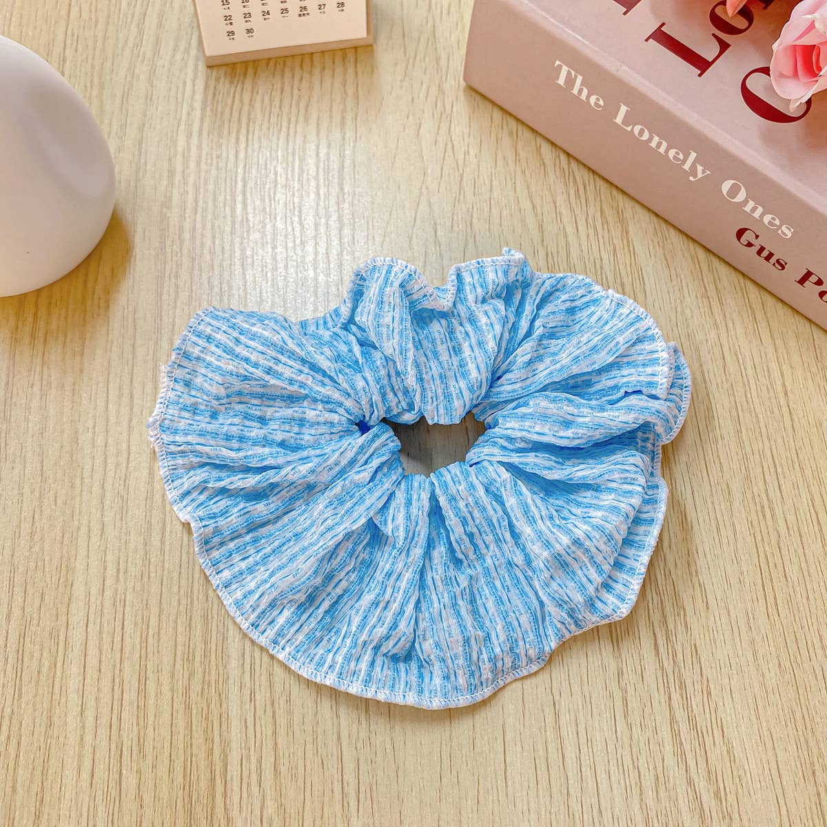 SMALL FLORAL PLEATED VERSATILE HAIR TIE_CWAHA1093