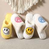 COZY SMILING FACE SLIPPERS FUZZY SLIPPERS WOMEN_CWSHS0249