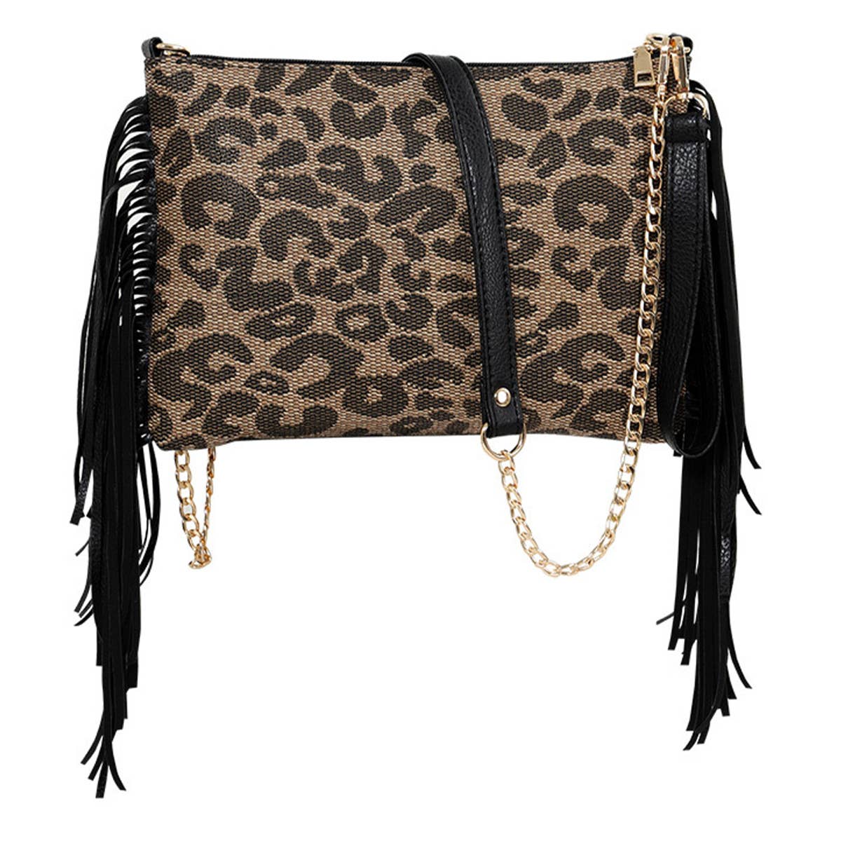 Women Casual Leopard Tassel Shoulder Bag_Cwab0803