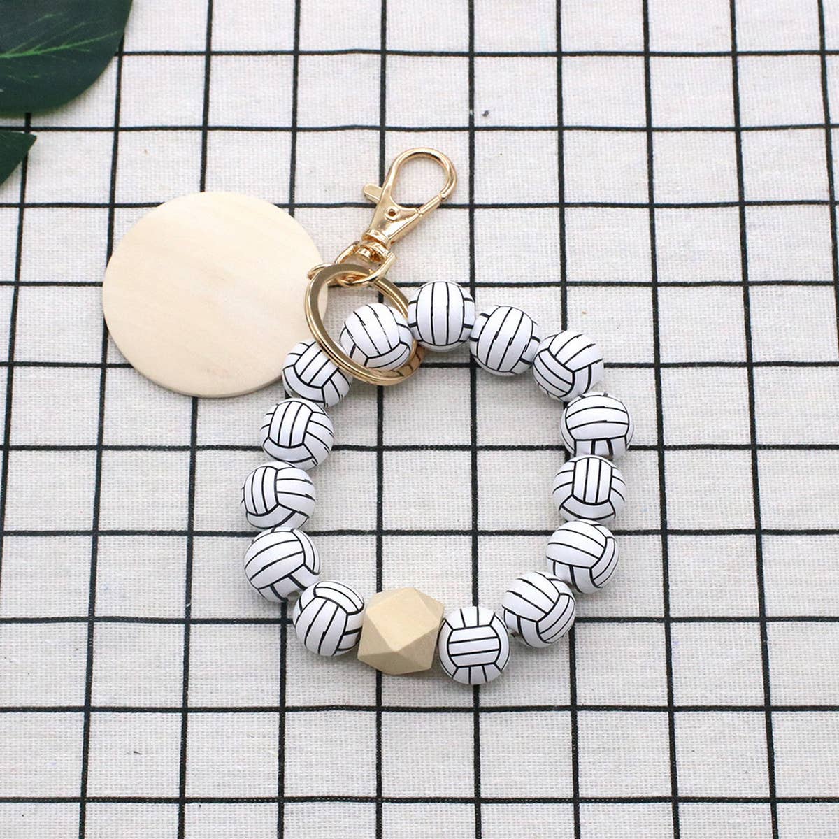 2024 PRINTED WOODEN BEAD BRACELET KEYCHAIN_CWMM1572