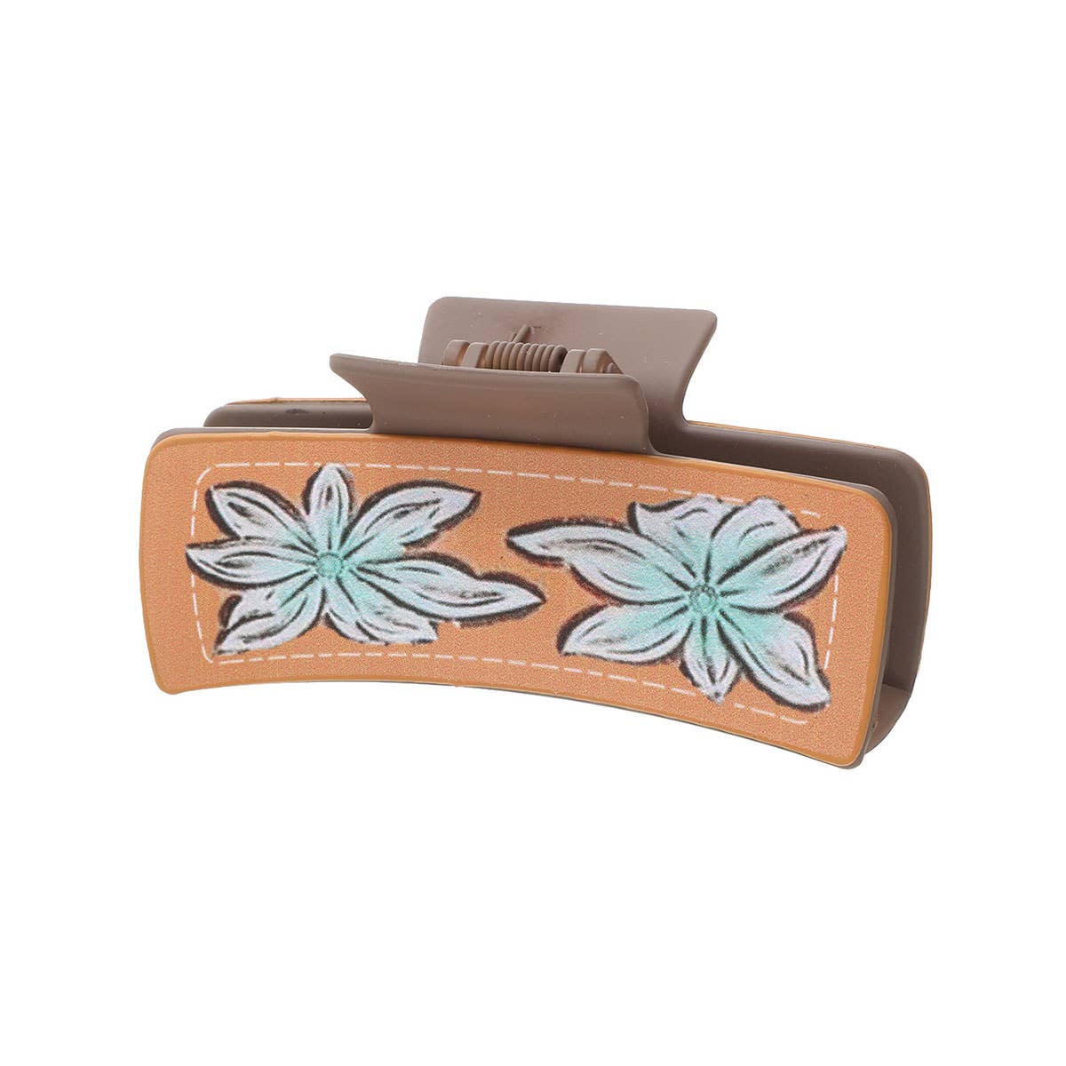 Western Cactus Feather Floral Print Hair Claw_Cwasc1627