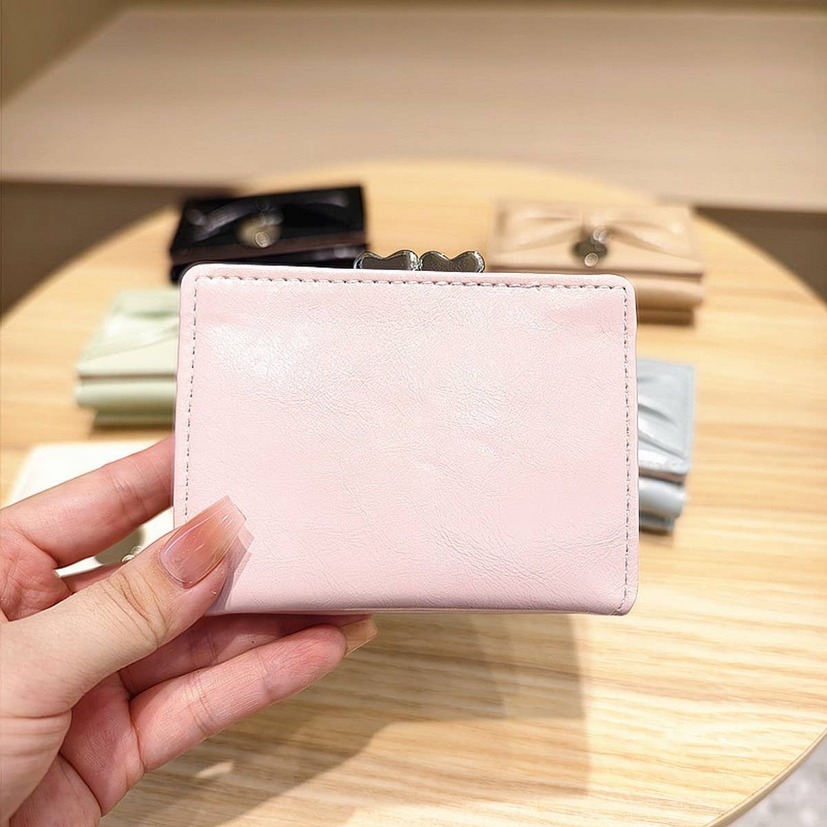 Cute Bow Heart Trifold Wallet With Coin Pouch_Cwab06215