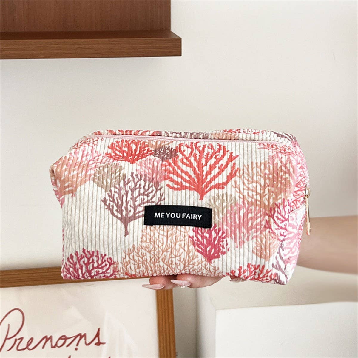 Corduroy Makeup Bag Large Travel Wash Hand Pouch_Cuab00734