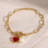 LUXURY PEARL BRACELET WITH ENAMEL HEART CHARM 18K_CWAJE4720