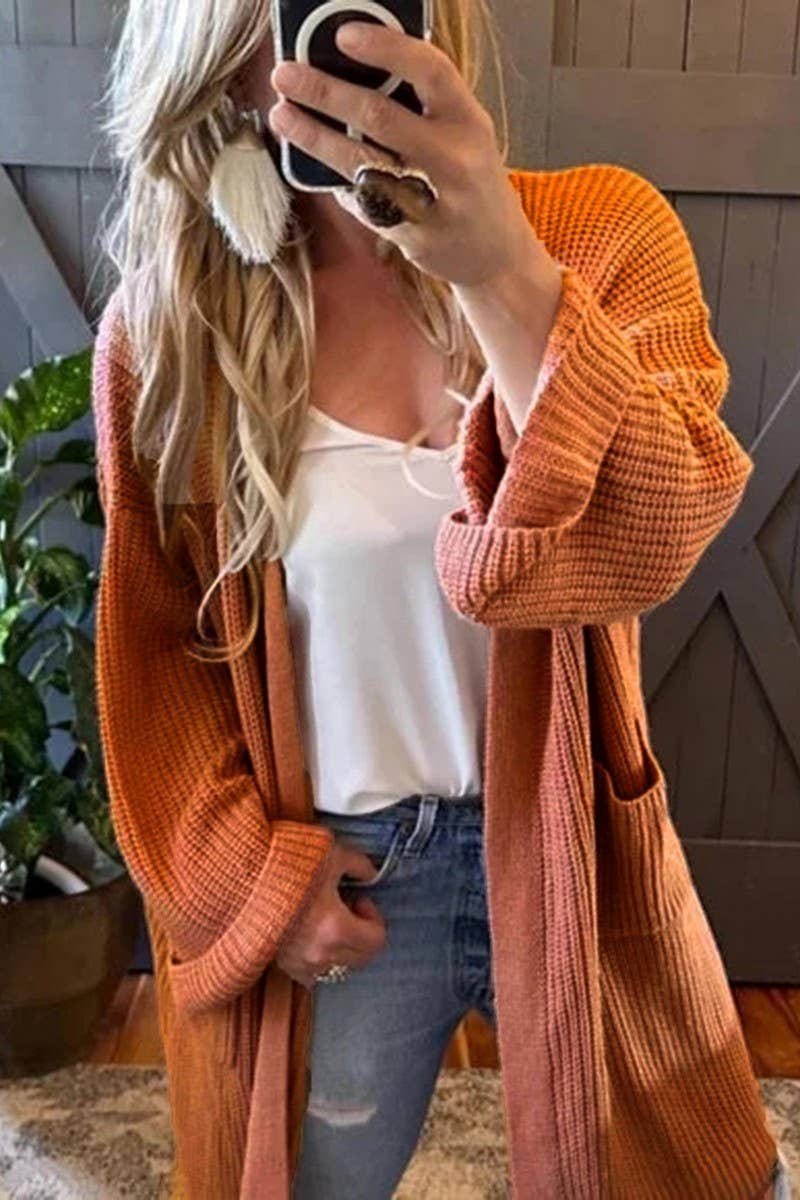 Cwocal00561_Solid Color Casual Loose Knitted Cardigan Coats