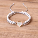 HEART WHITE STONE BEADS YOGA FRIENDSHIP BRACELET_CWAJE3953