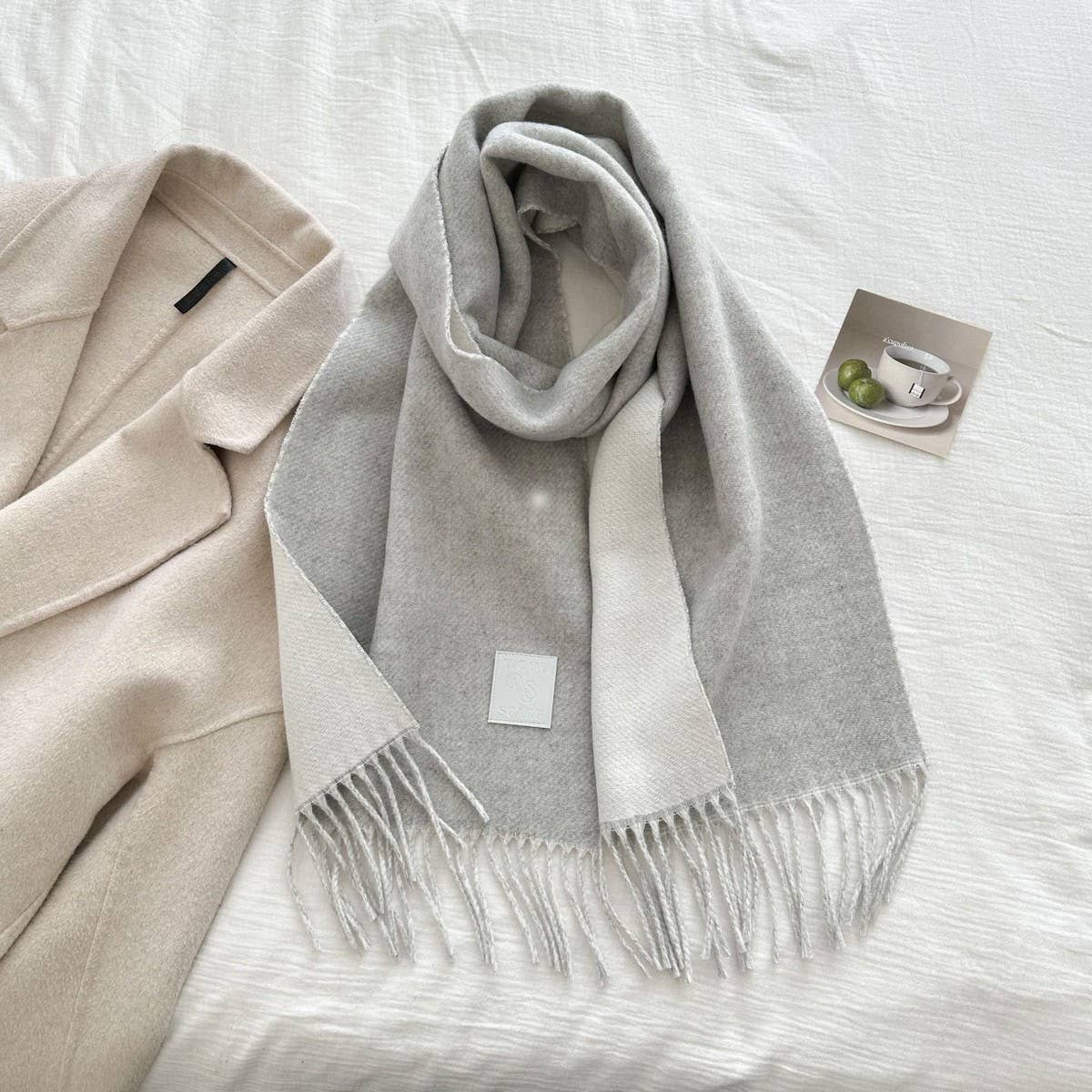 Cwasc03138_Winter Wool Reversible Tassel Scarf For Couples