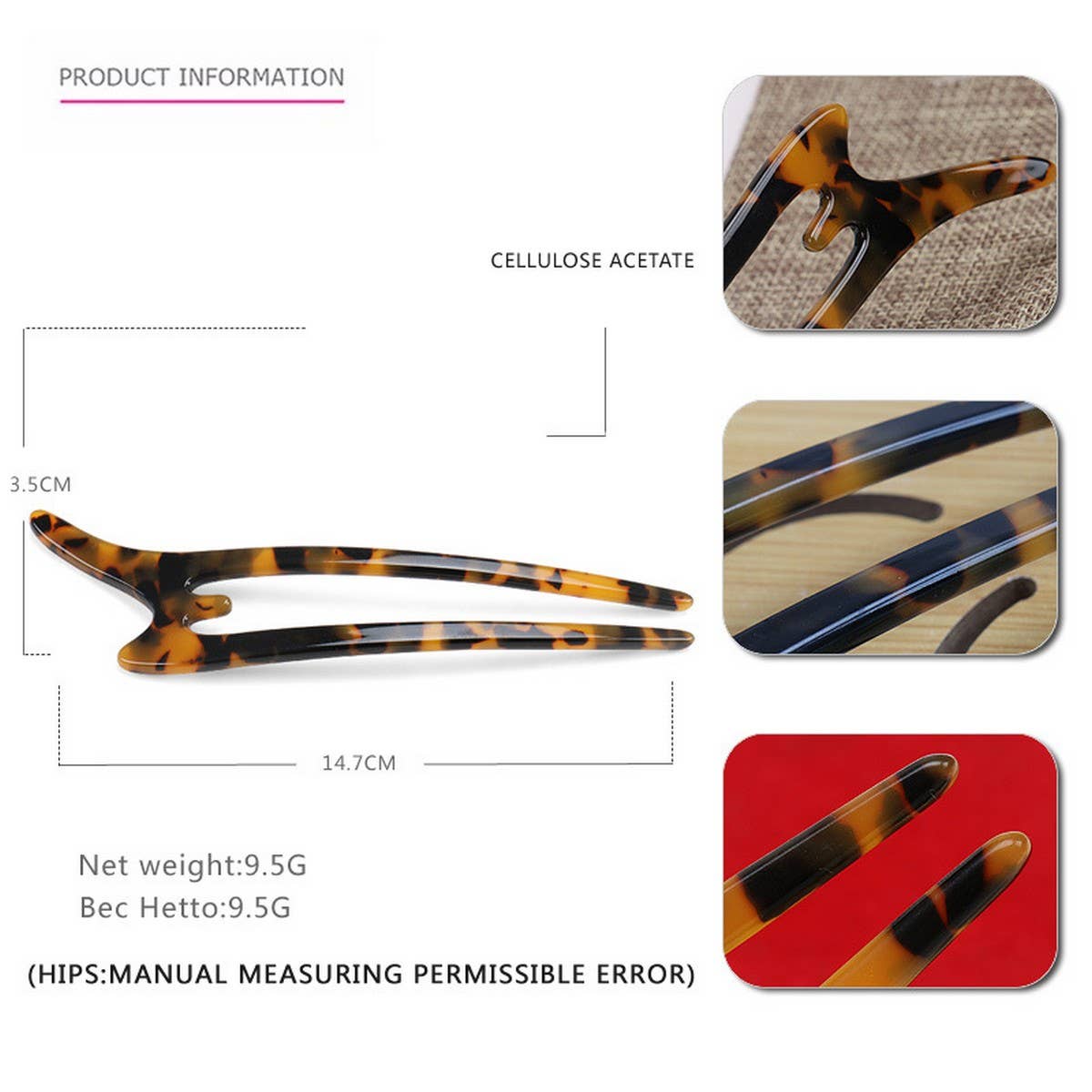 ACETATE LEOPARD PRINT U SHAPED HAIRPIN_CWAHA4228