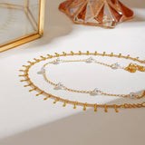 18K GOLD DOUBLE LAYER PEARL ANKLET STAINLESS_CWAJE4700