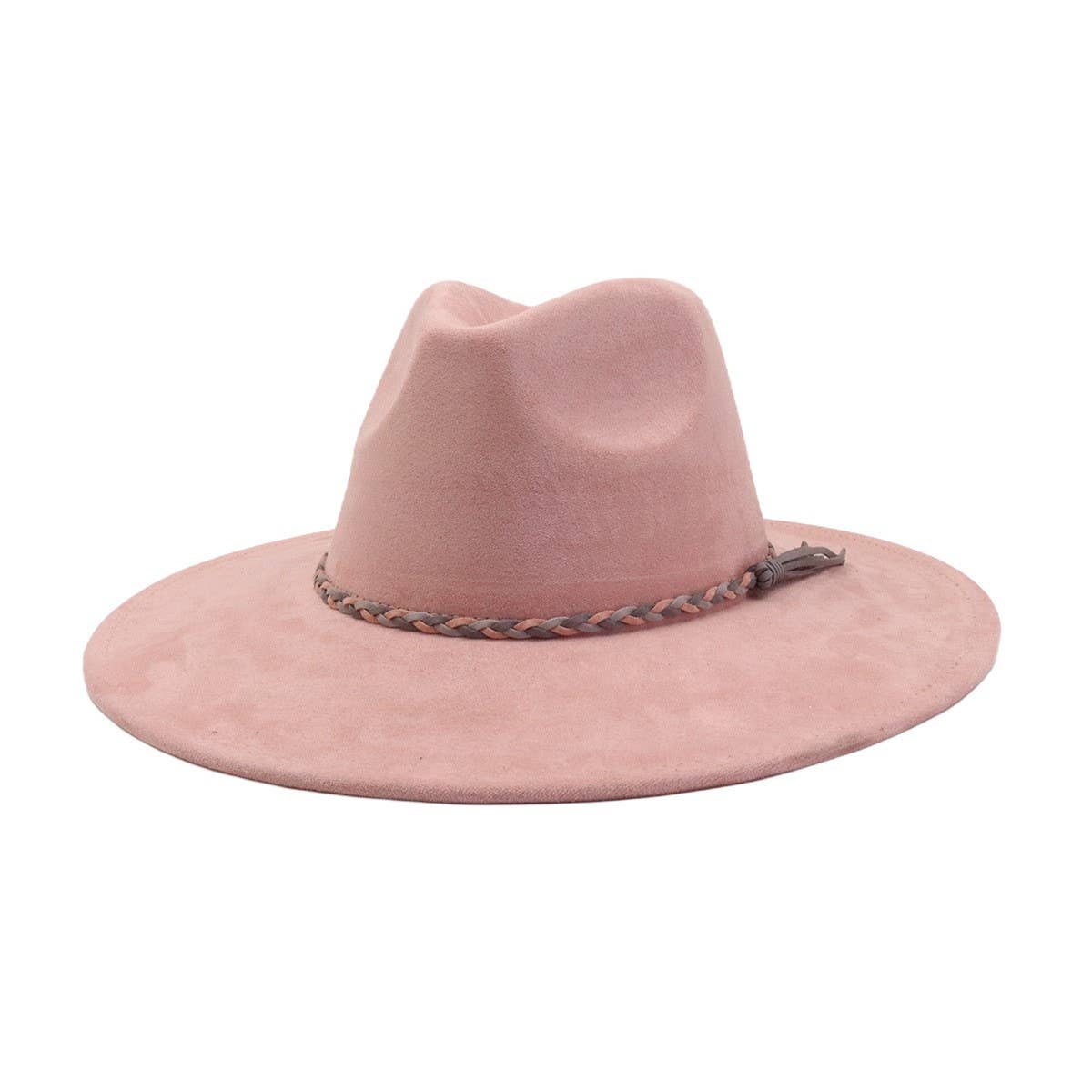 Unisex Suede Wide Brim Fedora Hat Couple Style_Cwah04448