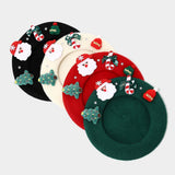 Christmas Bow Wool Beret Hat Women Warm Winter_Cwah04686