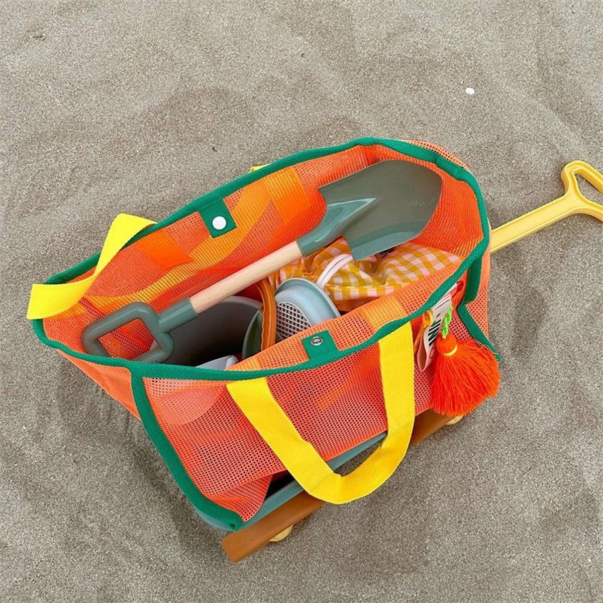 Mesh Contrast Color Beach Travel Storage Bag_Cuab00461