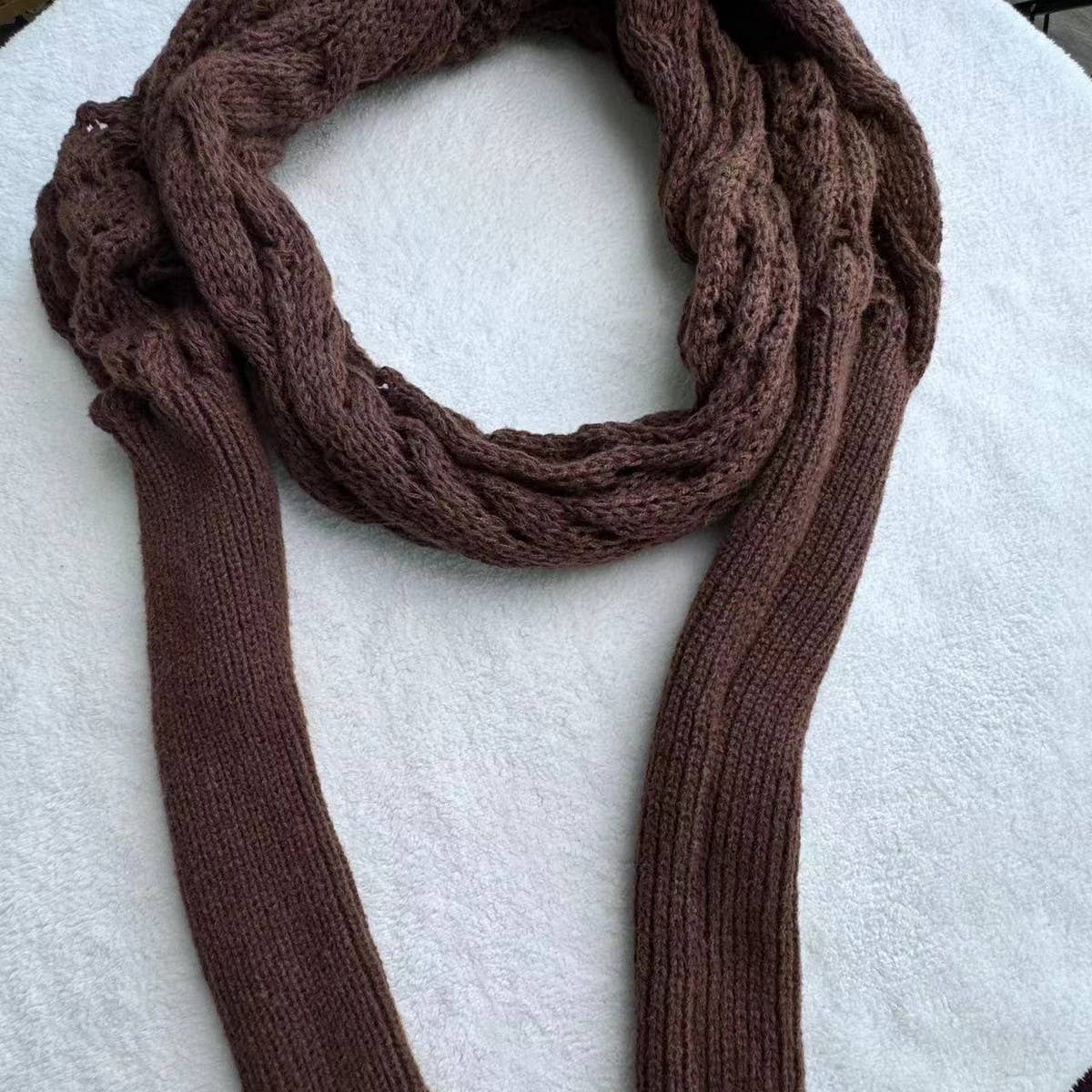 Cwasc1793_Twisted Hollow Long Sleeve Shawl Collar Scarf