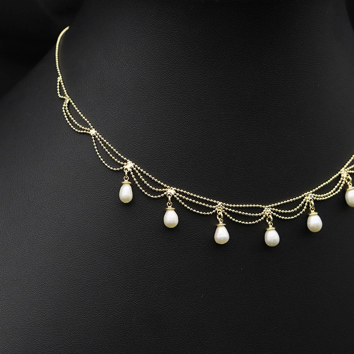 Womens Lace Tassel Natural Pearl Necklace
