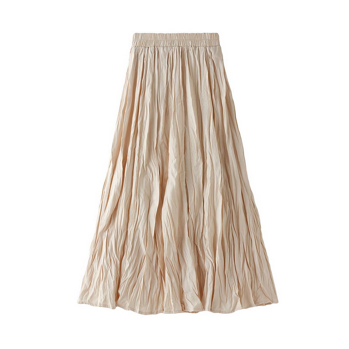 RUCHED PLEATED A LINE MIDI SKIRT_CWBMS0384