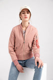 Solid Color Zipper Bomber Jacket