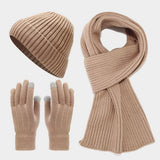 THICK WARM SCARF GLOVES HAT THREE PIECE SET_CWAH1584