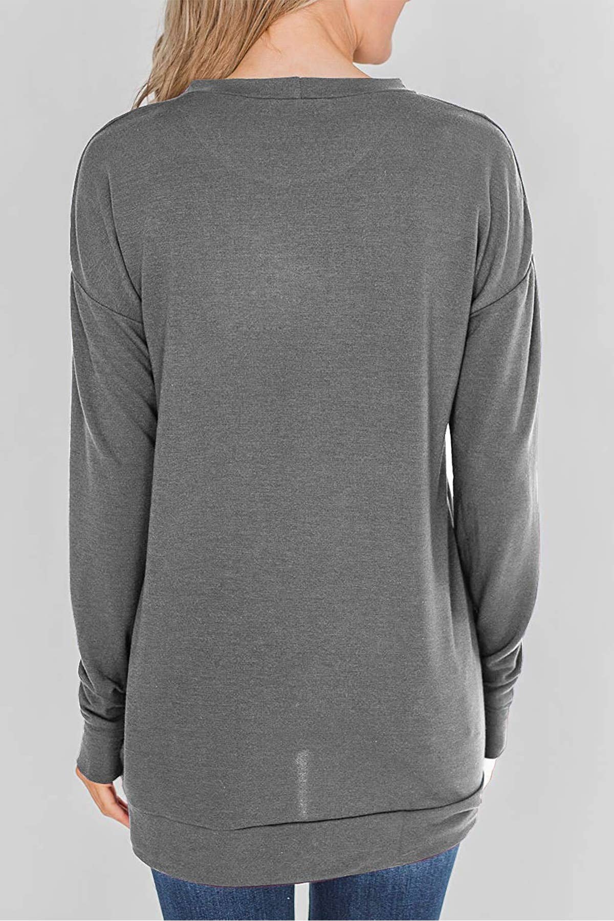 Solid Color Hoodie Crew Neck And Long Sleeves