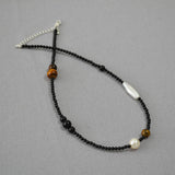 Vintage Stitching Asymmetrical Beaded Necklace