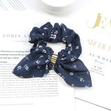 PRINTED METAL BUCKLE BOW HAIR TIE_CWAHA1068