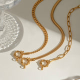 FASHION 18K GOLD STEEL PAPERCLIP HEART BRACELET_CWAJE4888
