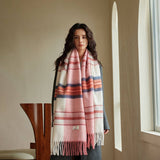 BLUE PLAID FAUX CASHMERE SCARF WINTER WARM_CWASC2337