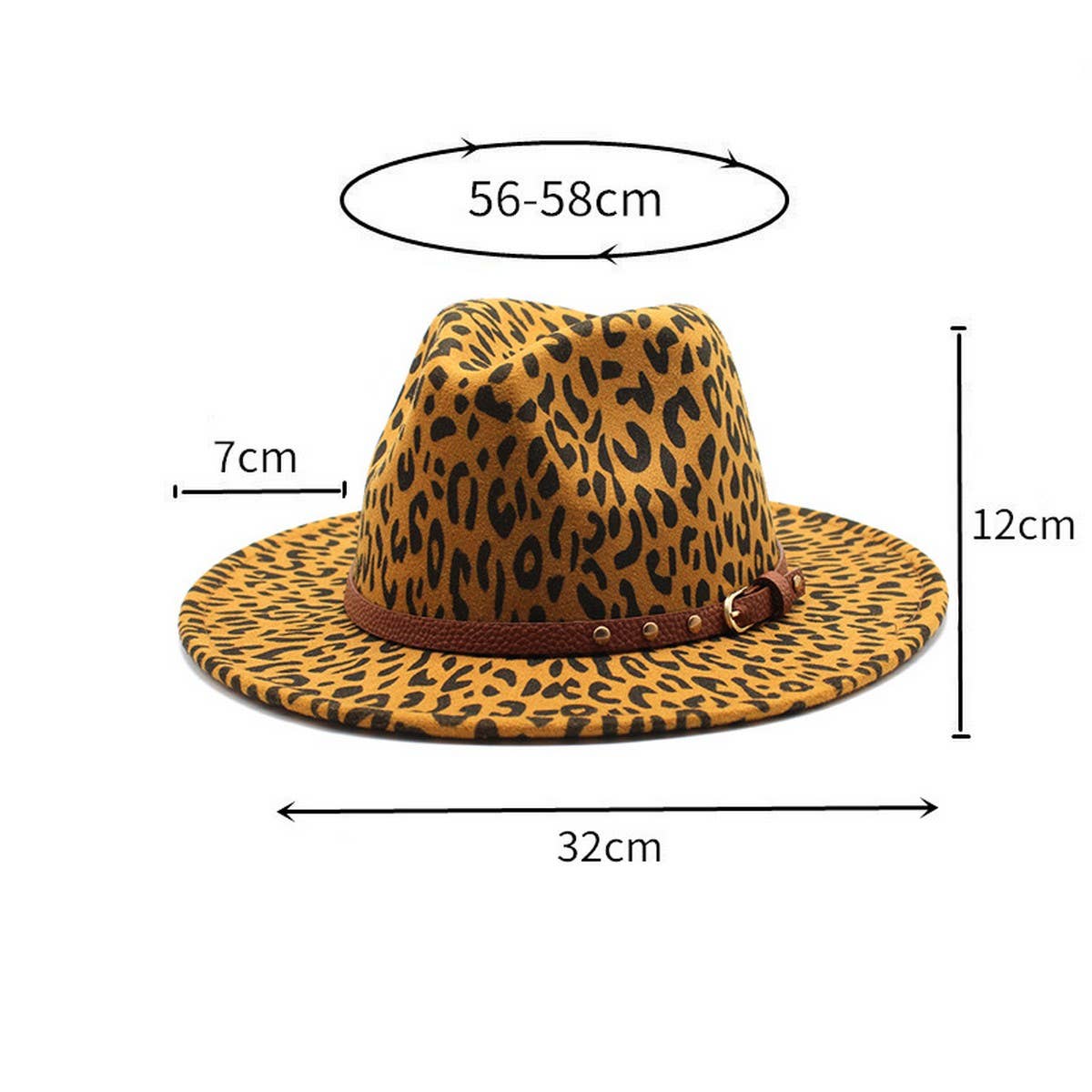 Woolen Hat Leopard Print Jazz Hat Wide Brim Hat_Cwah2543