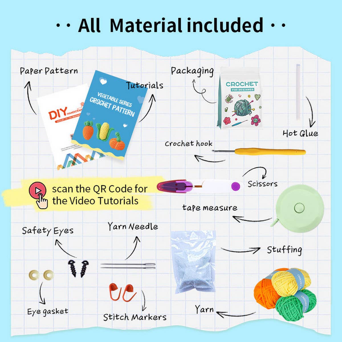 CROCHET MATERIAL BAG VEGETABLE SET_CWMM0839