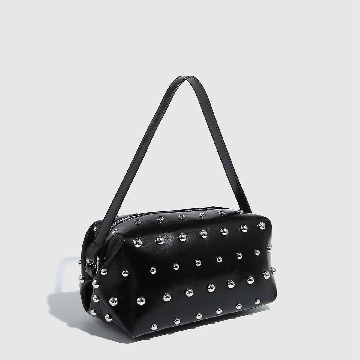 MUSHROOM STUDDED TOTE BOWLING SHOULDER BAG_CWAB5712