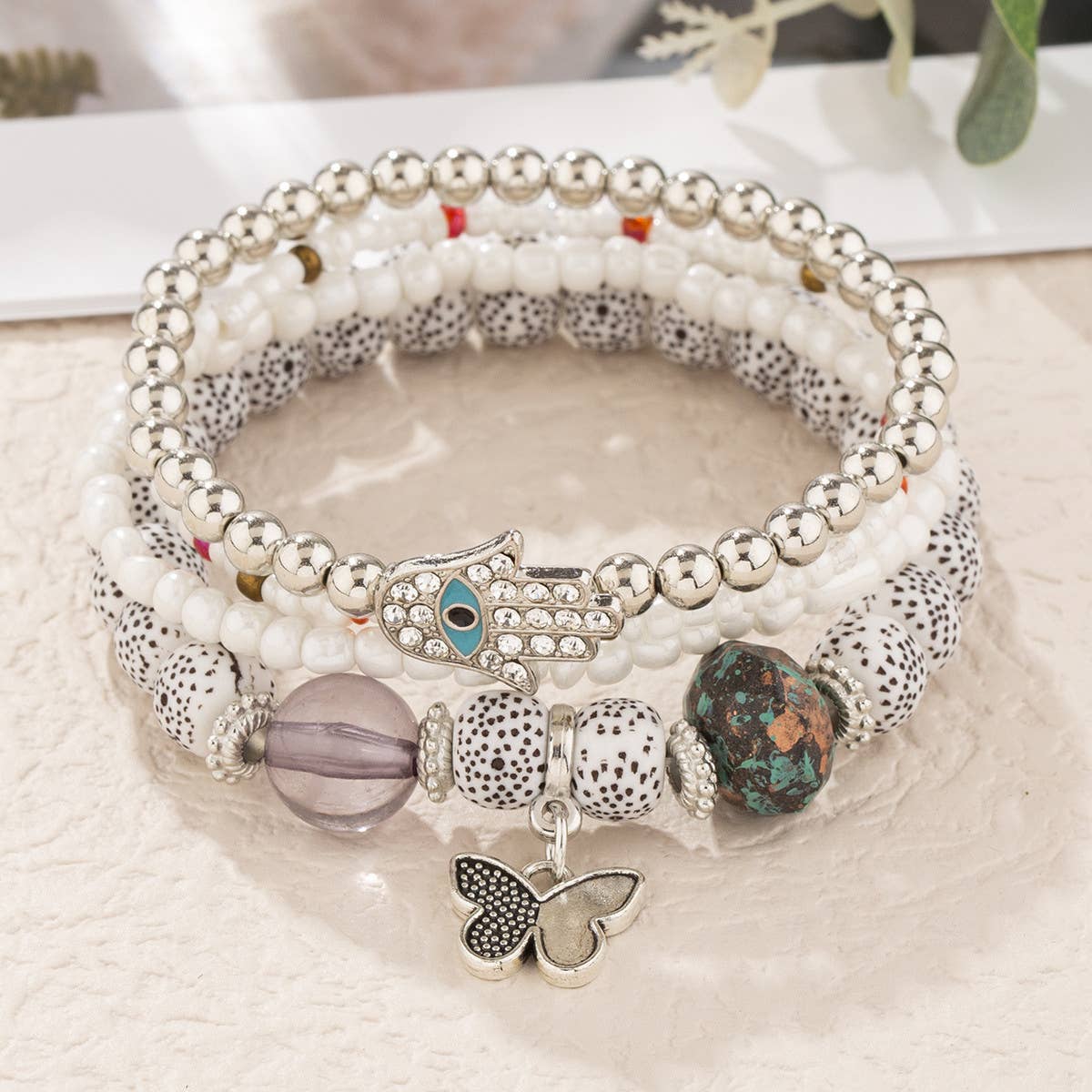 CHAIN ETHNIC STYLE MULTI LAYER RICE BEAD BRACELET_CWAHA2477