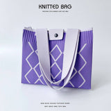 LINEAR DIAMOND KNITTED SHOULDER BAG HANDBAG_CWAB1521