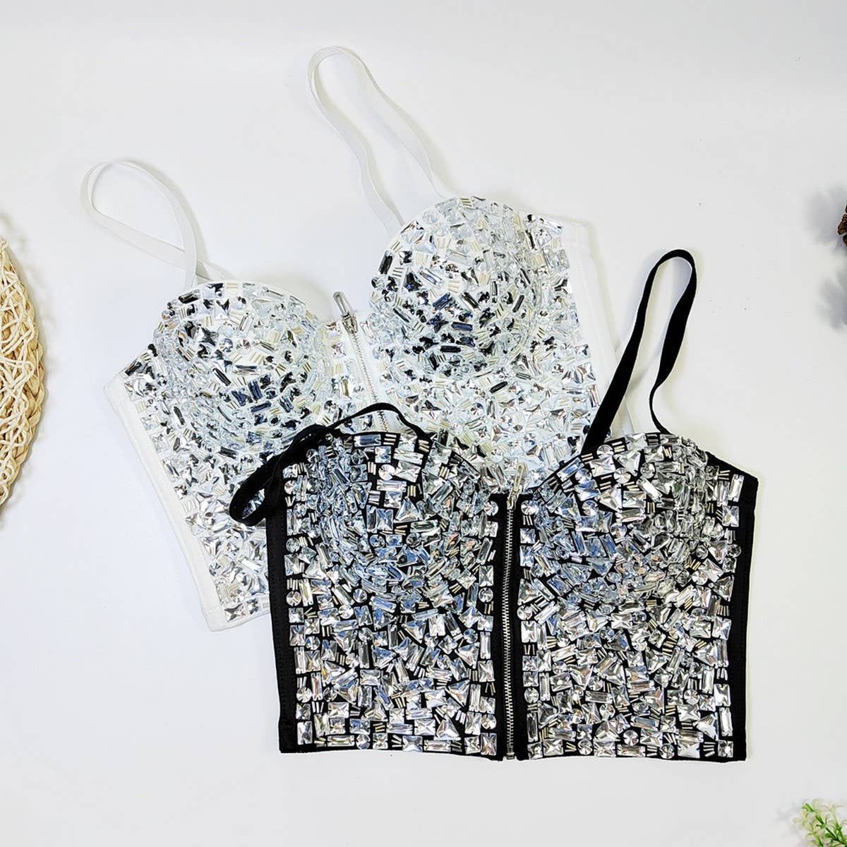 FASHIONABLE BEADED RHINESTONE FISHBONE CORSET_CWMM4167