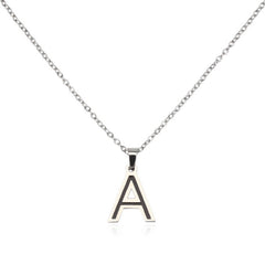 Cwaje05716_Stainless Steel Alphabet Letter Pendant Necklace