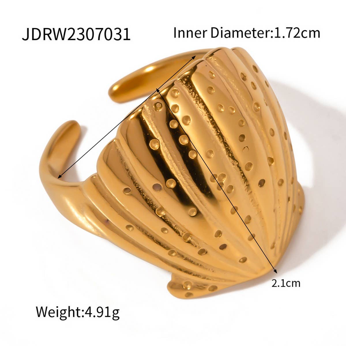GOLD PLATED STAINLESS STEEL SHELL RINGS_CWAJE1243