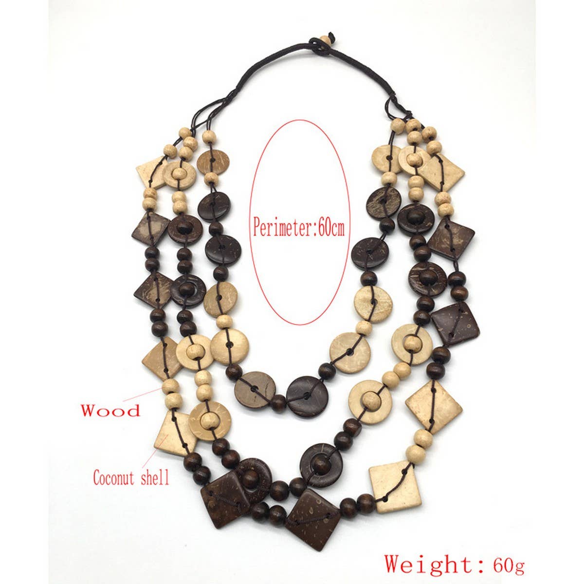 ETHNIC HAND WOVEN COCONUT SHELL WOOD BEAD NECKLACE_CWMM4553