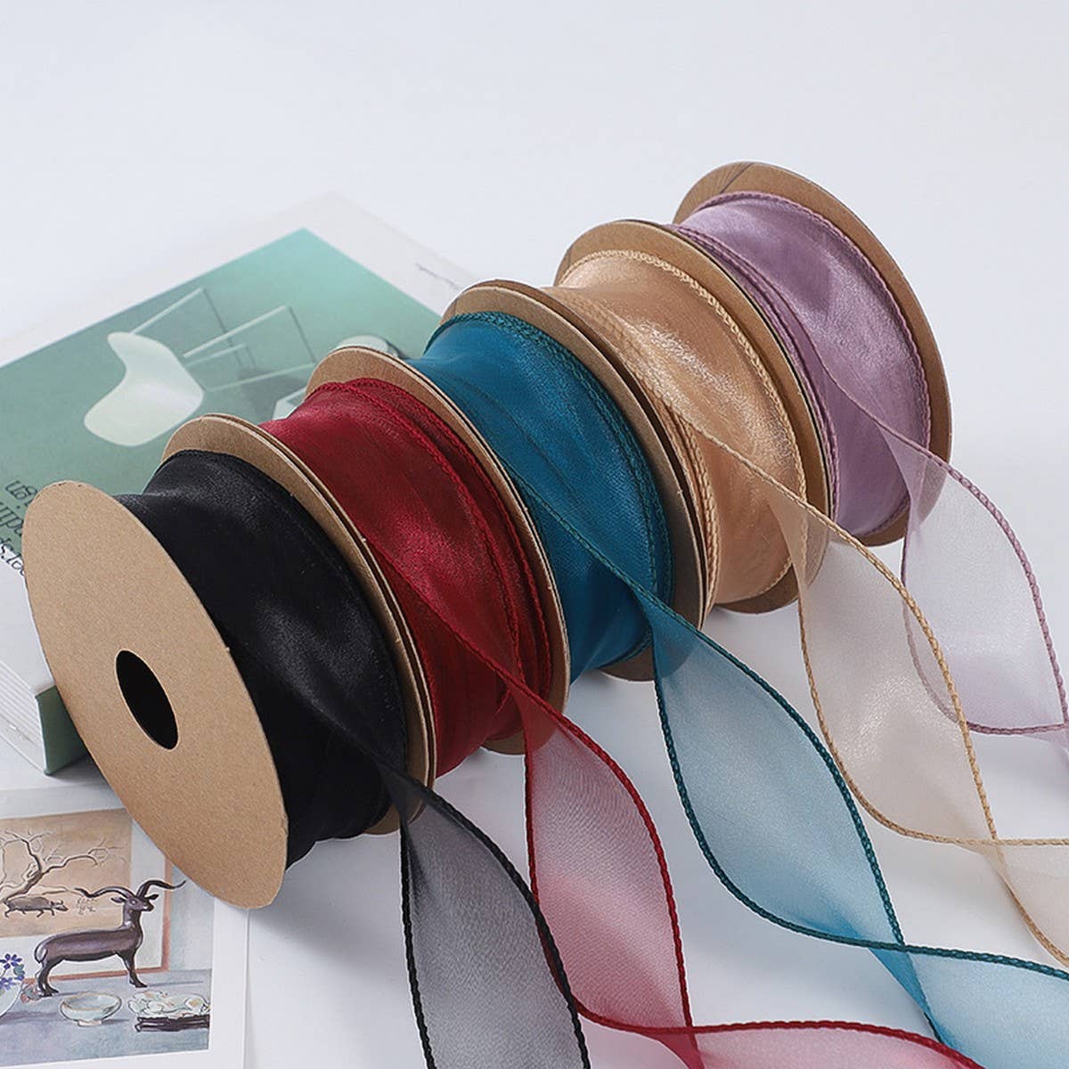 PLAIN FISHTAIL ORGANZA WITH FLORAL BINDINGDIYRIBBON_CWMM5788