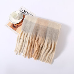 FAUX CASHMERE PLAID SCARF THICK FRINGED WRAP_CWASC2698