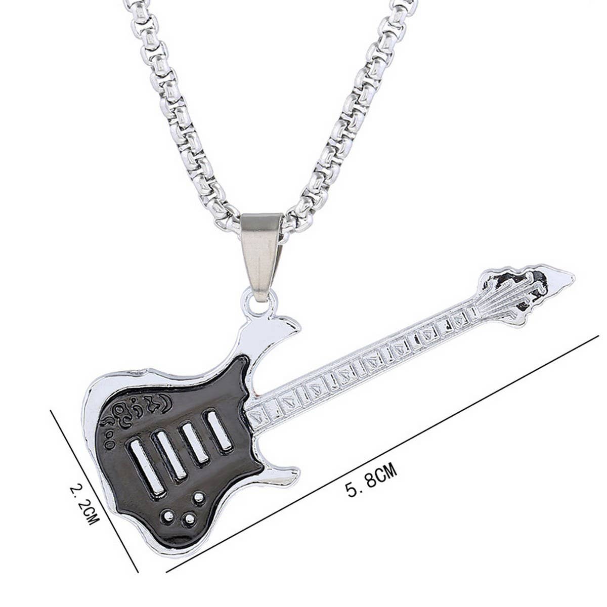 GUITAR PENDANT LONG STAINLESS STEEL NECKLACE_CWMM4611