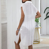 BAMBOO COTTON SHIRT DRESS BEACH COVER UP BIKINI_CWMM6302