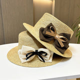 RETRO VACATION TRAVEL SUNSHADE BOW STRAW HAT_CWAH1215