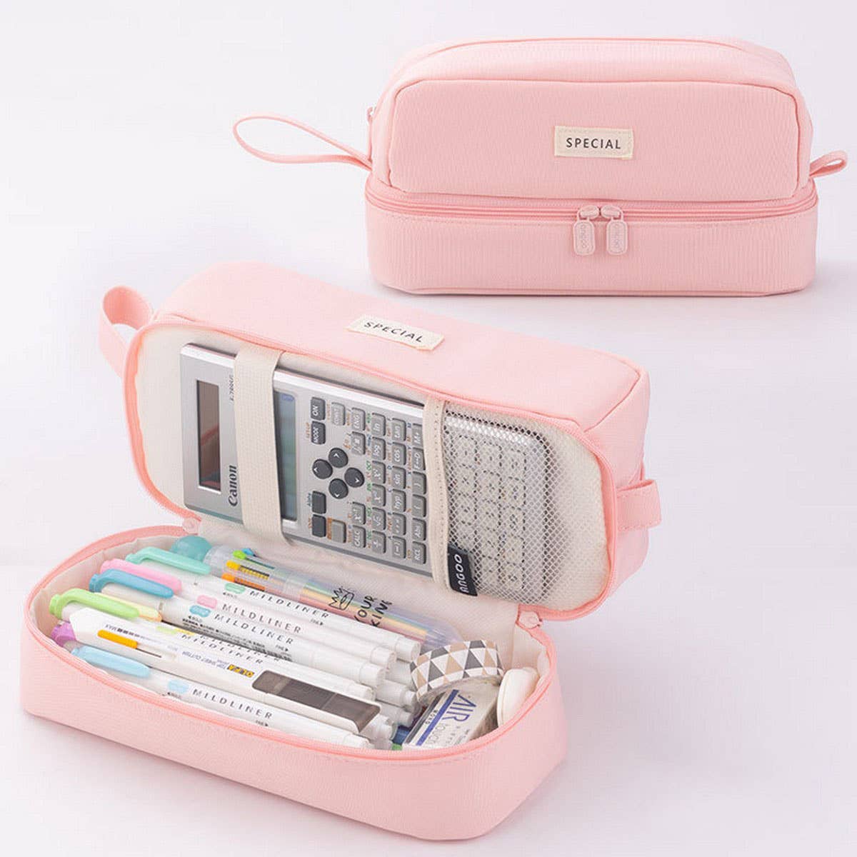 DOUBLE LAYER SOLID COLOR SIMPLE PENCIL CASE_CWMM1969