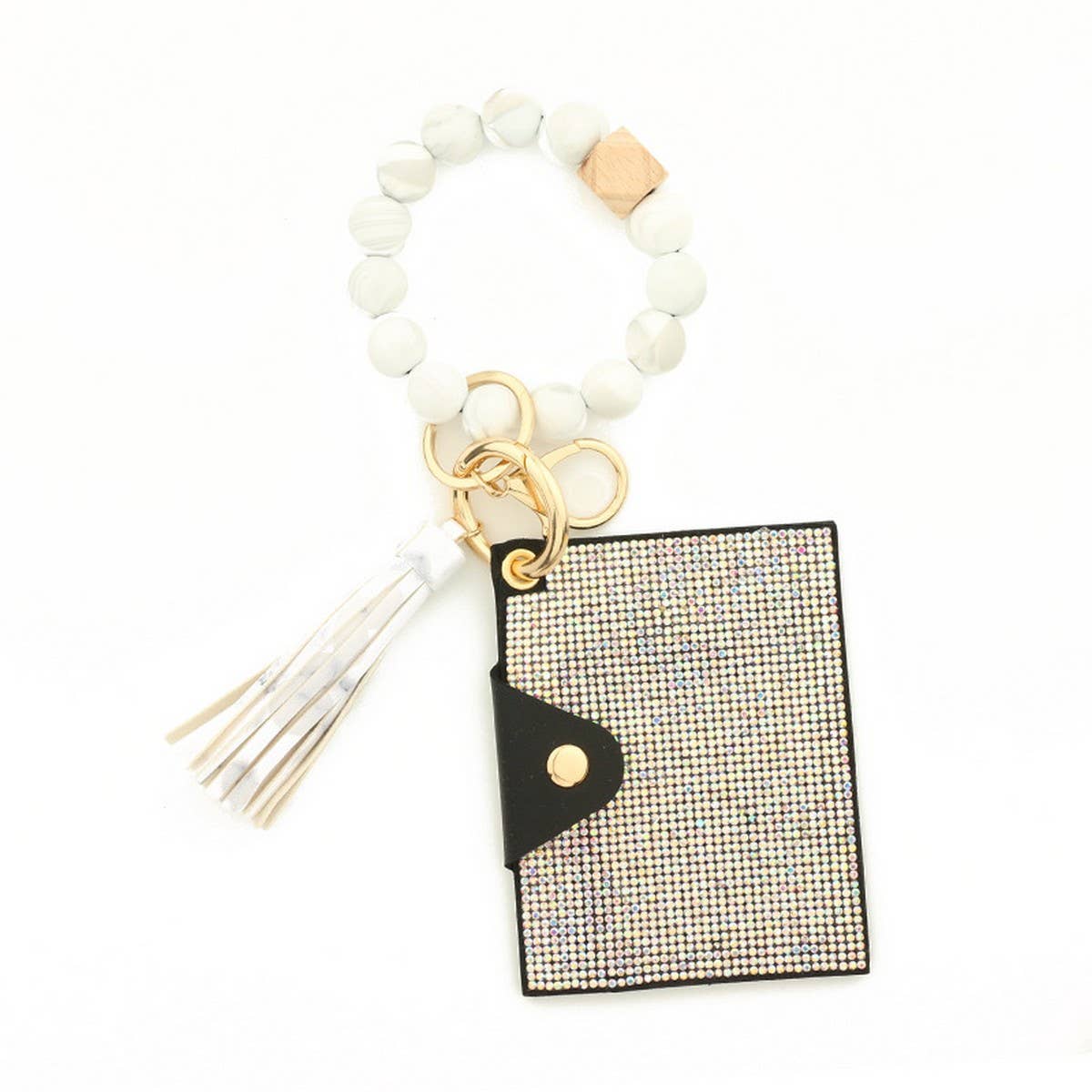 RHINESTONE LEOPARD WALLET WITH BEAD KEYCHAIN_CWAB4999